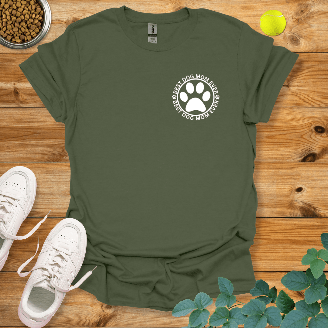 Best Dog Mom Ever Logo T-Shirt Military Green / S