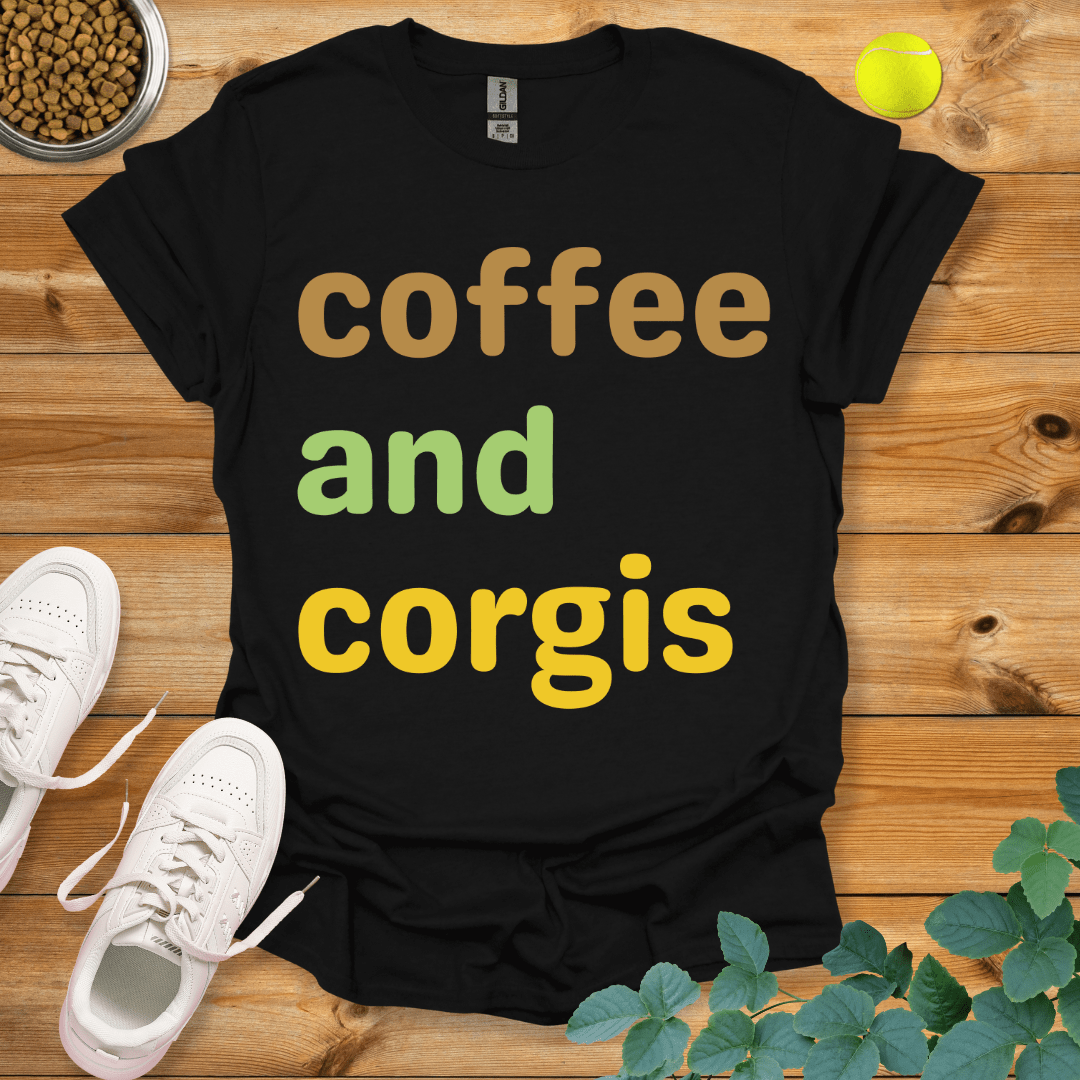 Coffee And Corgis T-Shirt Black / S