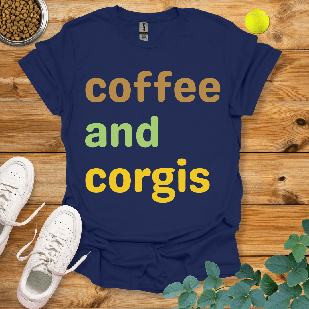 Coffee And Corgis T-Shirt Navy / S