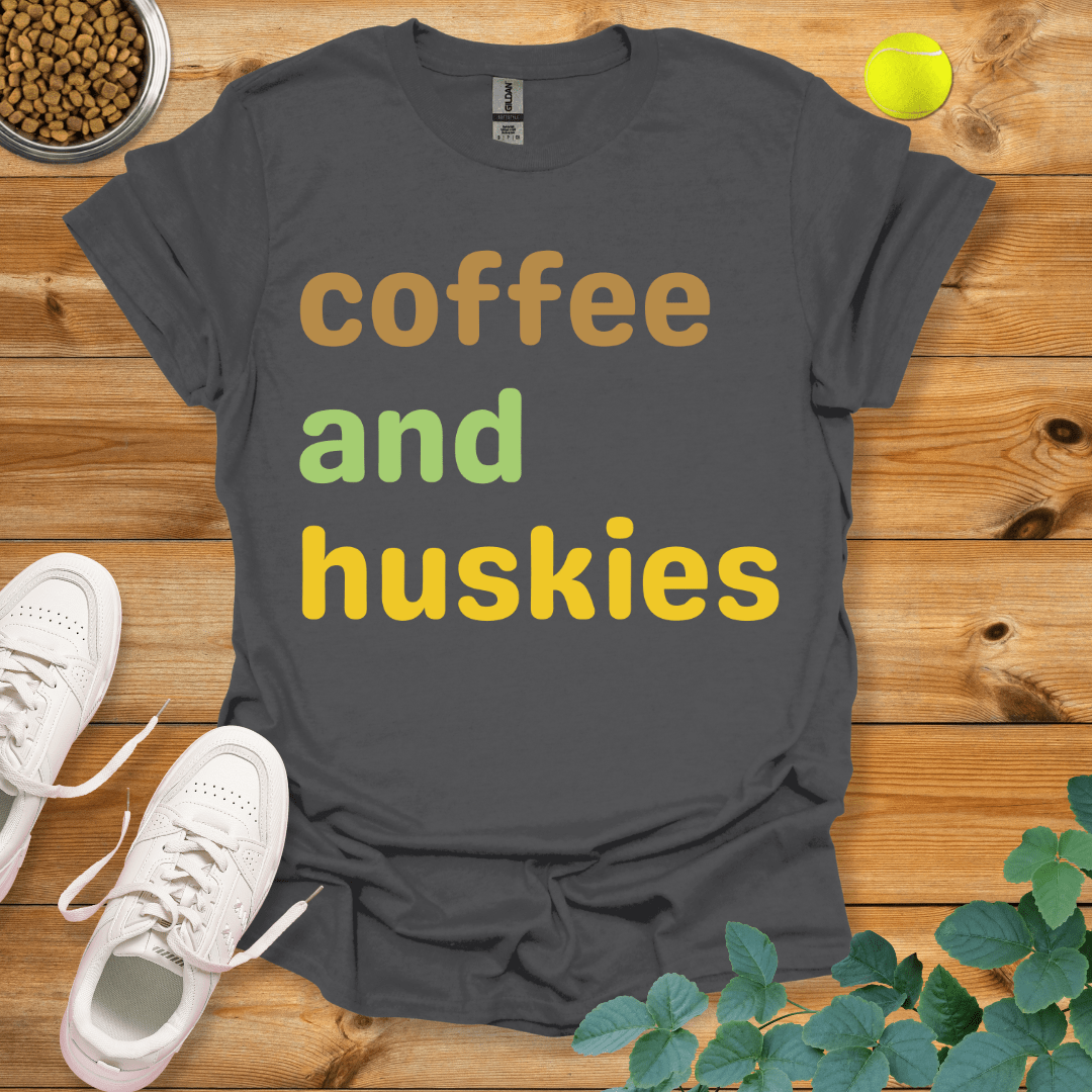 Coffee And Huskies T-Shirt Charcoal / S