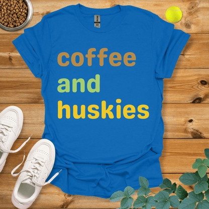 Coffee And Huskies T-Shirt Royal / S