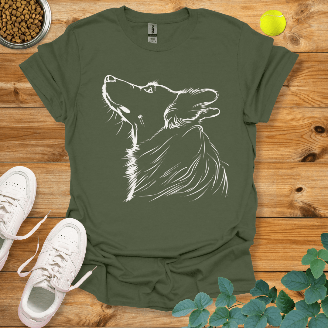 Corgi Drawing T-Shirt Military Green / S