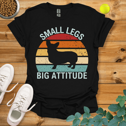 Corgi Small Leg Big Attitude T-Shirt Black / S