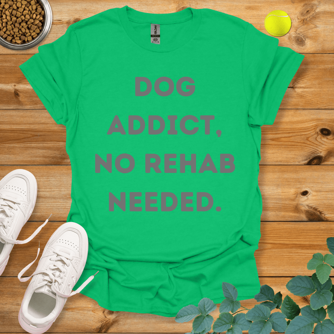 Dog Addict No Rehab Needed T-Shirt Irish Green / S