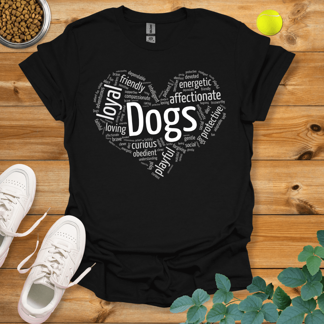 Dog Love Wordart T-Shirt Black / S