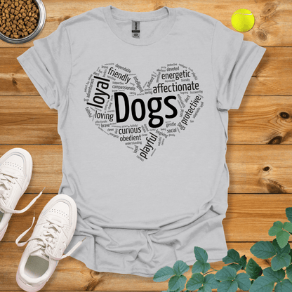 Dog Love Wordart T-Shirt Ice Grey / S