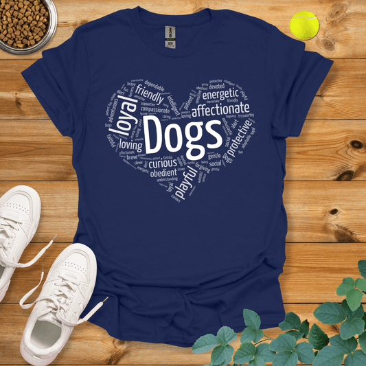 Dog Love Wordart T-Shirt Navy / S