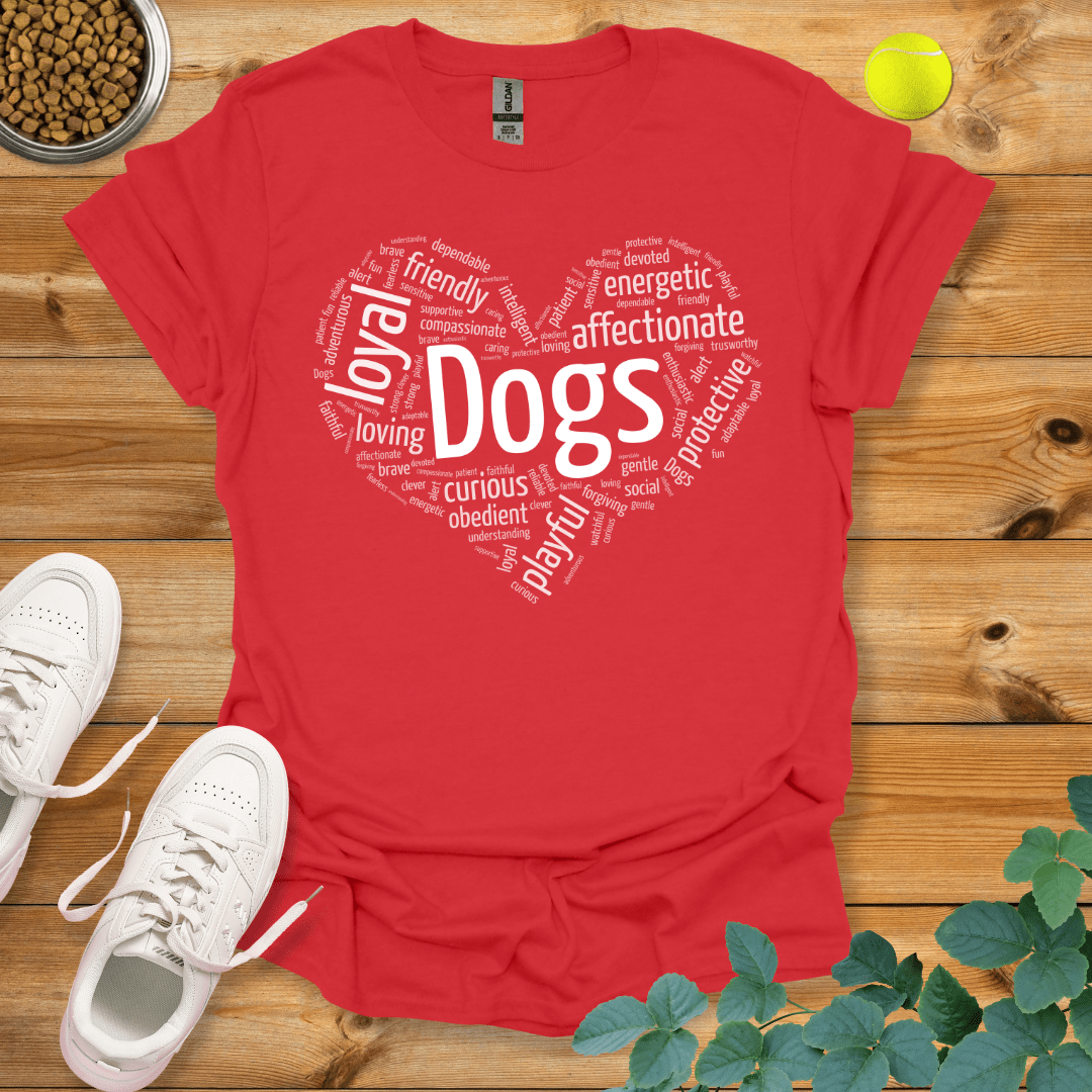 Dog Love Wordart T-Shirt Red / S