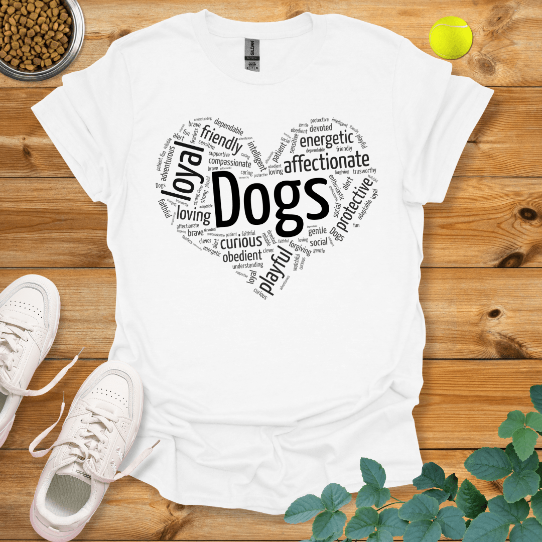 Dog Love Wordart T-Shirt White / S