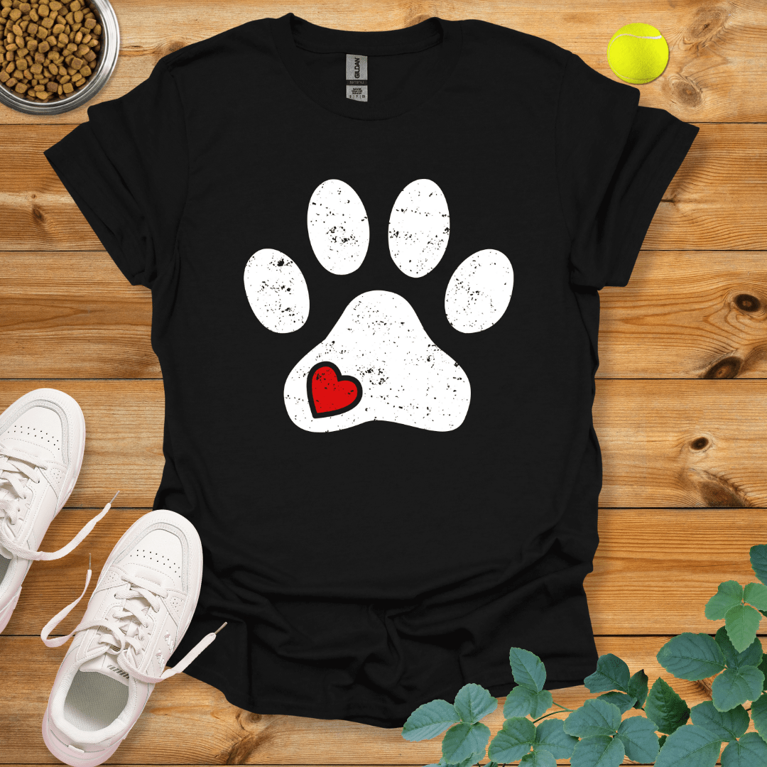 Dog Paw Love T-Shirt Black / S