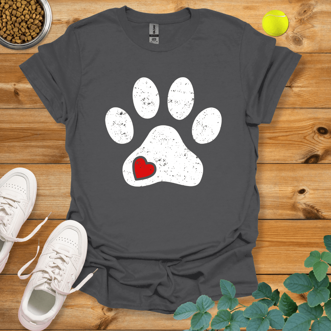 Dog Paw Love T-Shirt Charcoal / S