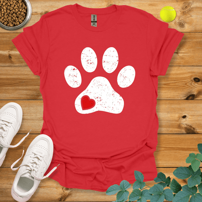 Dog Paw Love T-Shirt Red / S