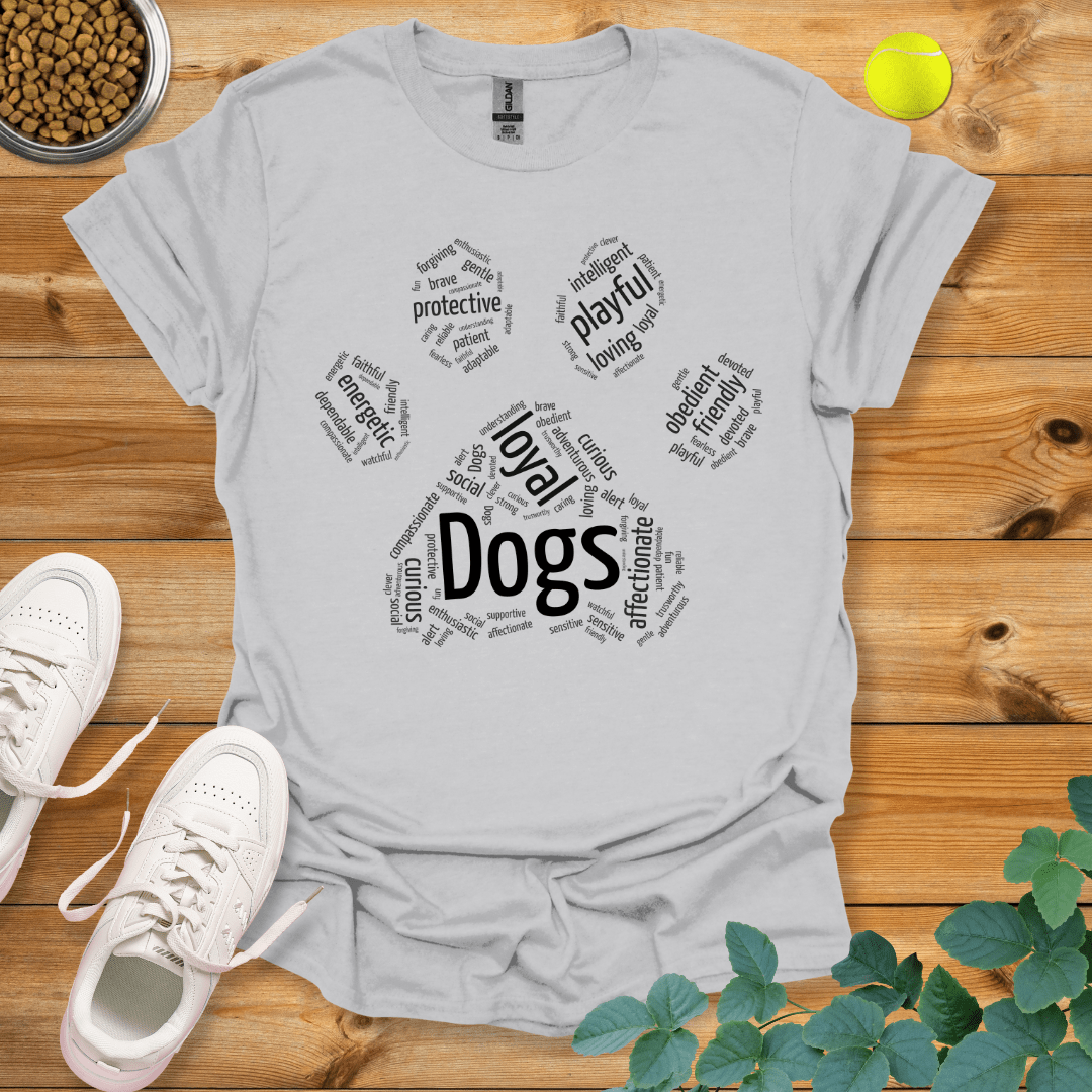 Dog Paw Wordart T-Shirt Ice Grey / S