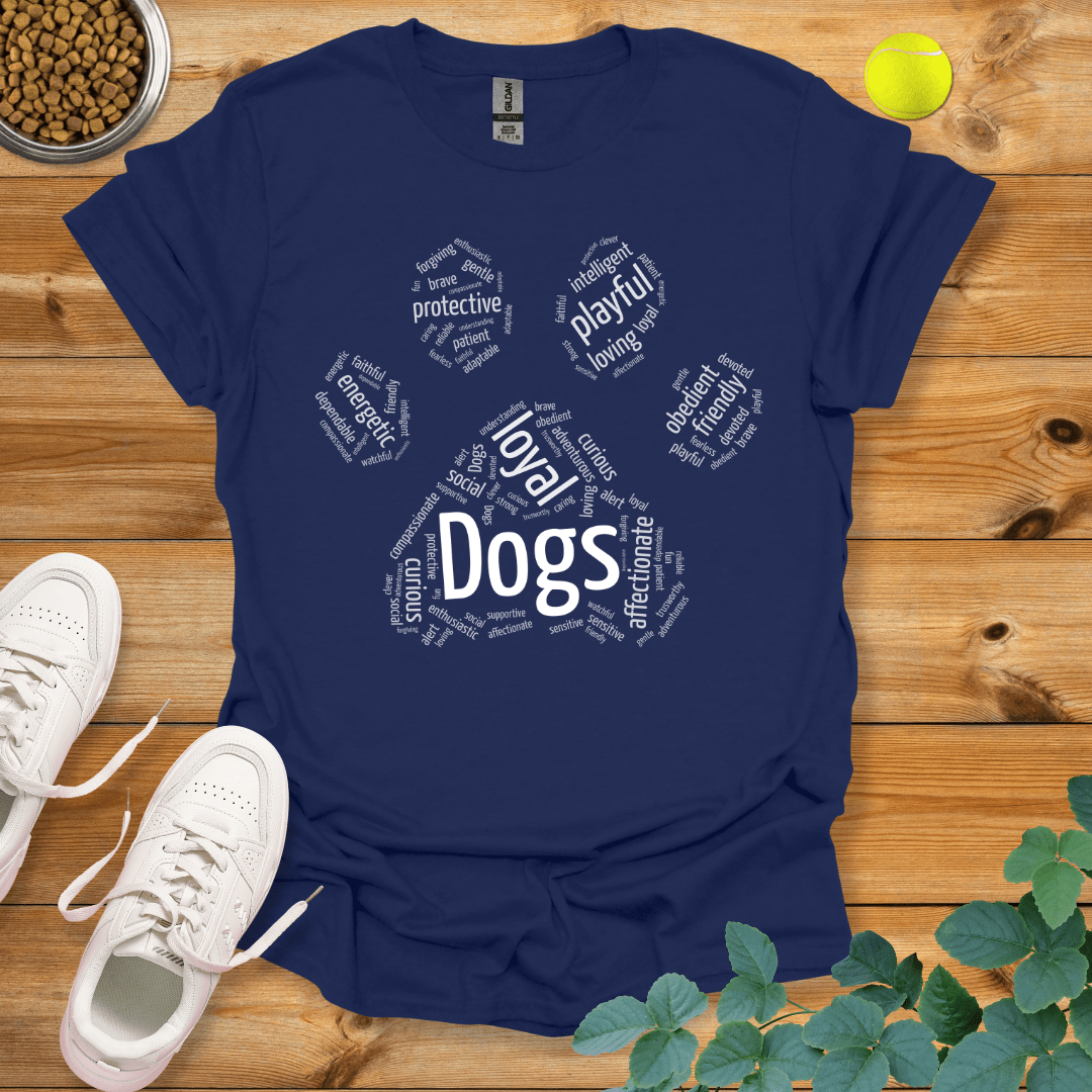 Dog Paw Wordart T-Shirt Navy / S