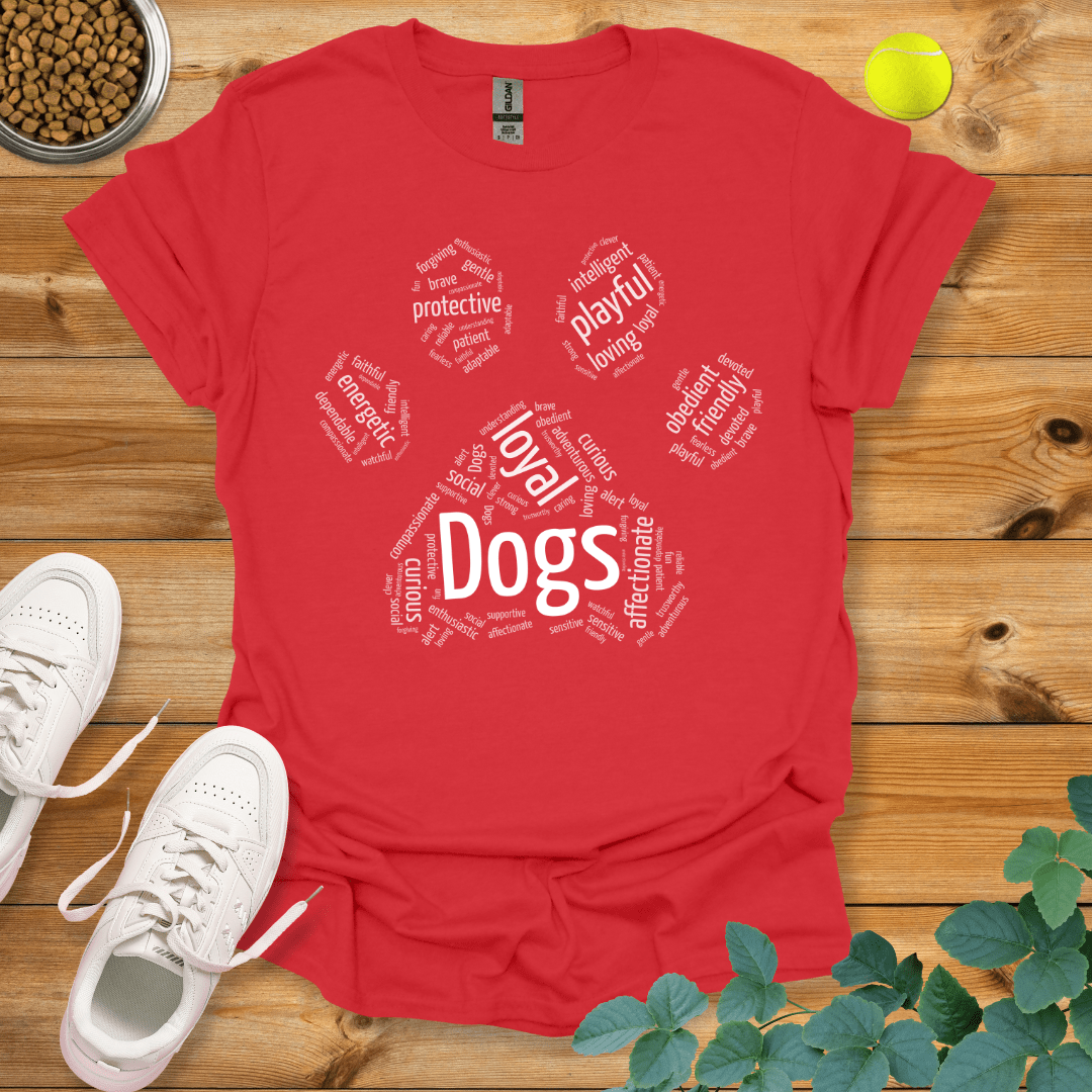 Dog Paw Wordart T-Shirt Red / S