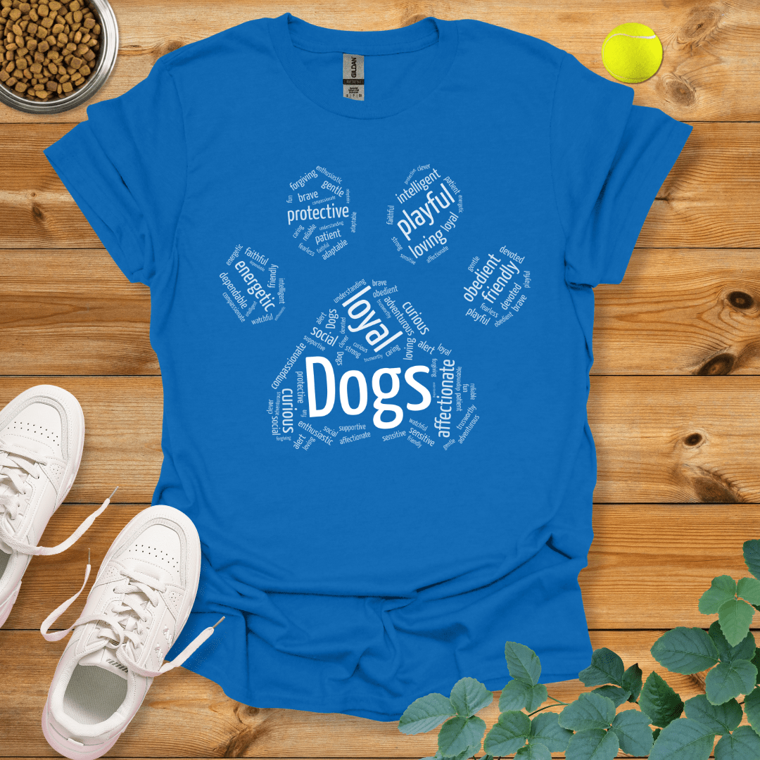 Dog Paw Wordart T-Shirt Royal / S