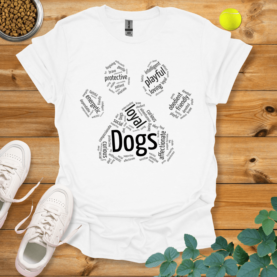 Dog Paw Wordart T-Shirt White / S