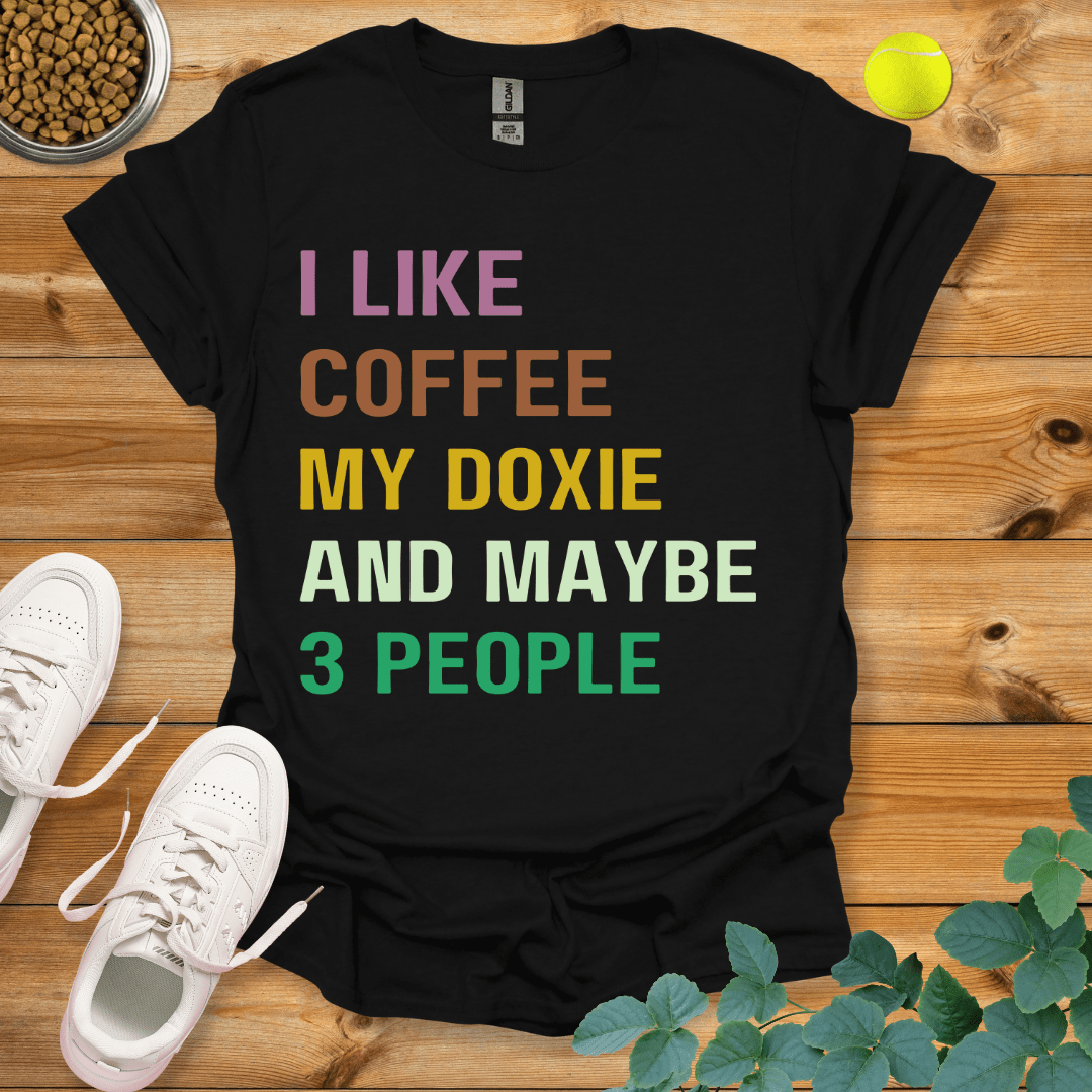 I Like Coffee My Doxie And Maybe 3 People T-Shirt Black / S