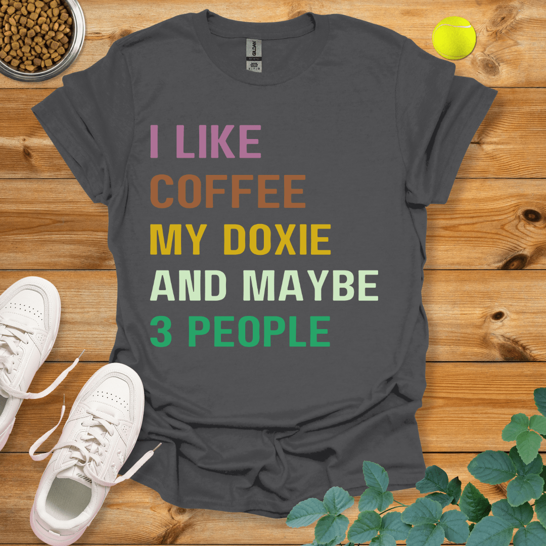 I Like Coffee My Doxie And Maybe 3 People T-Shirt Charcoal / S