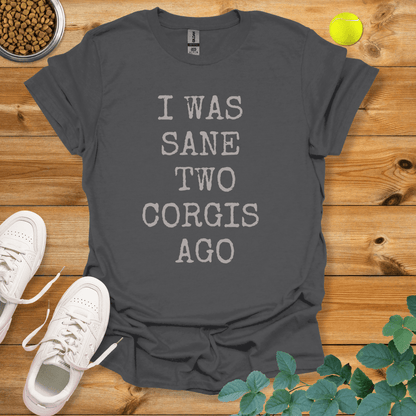 I Was Sane Two Corgis Ago T-Shirt Charcoal / S