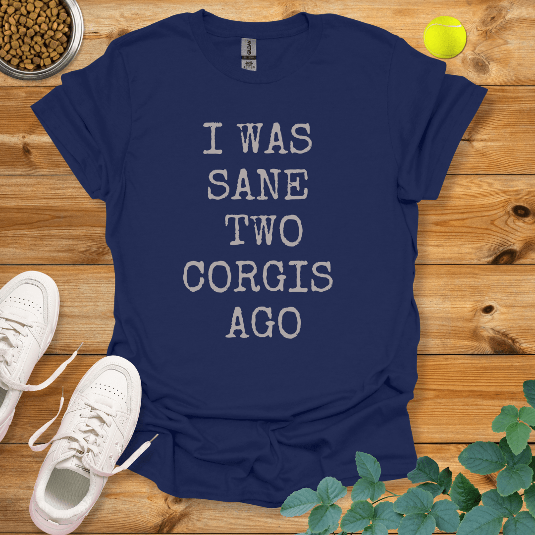 I Was Sane Two Corgis Ago T-Shirt Navy / S