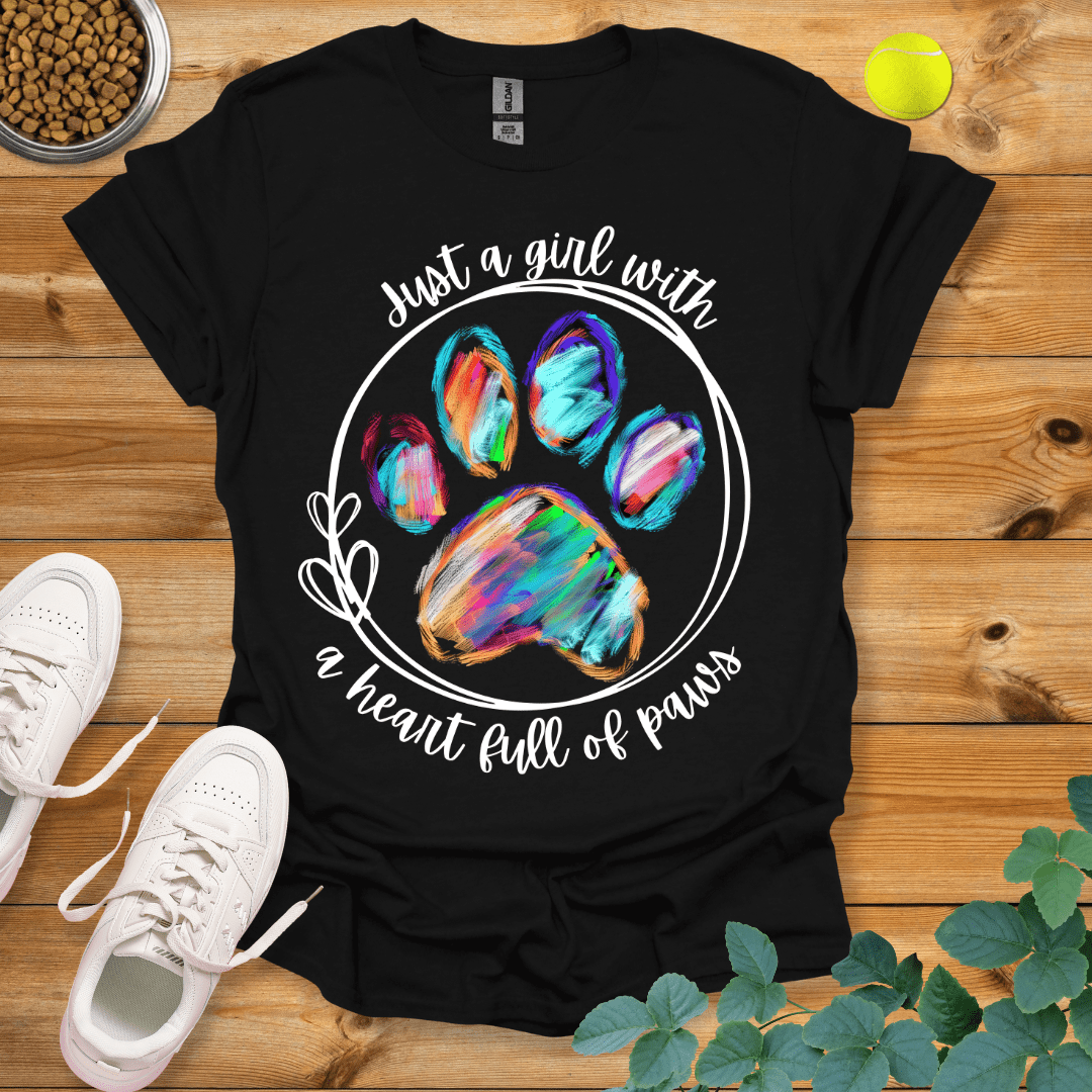 Just A Girl With A Heart Full Of Paws T-Shirt Black / S