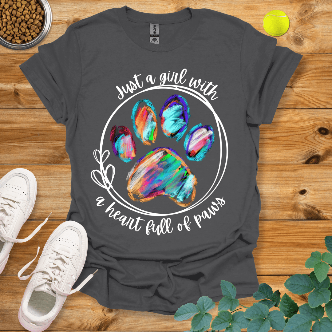 Just A Girl With A Heart Full Of Paws T-Shirt Charcoal / S