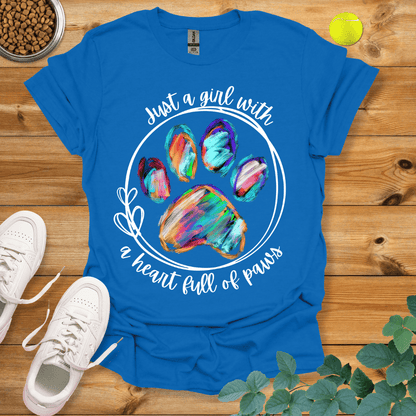 Just A Girl With A Heart Full Of Paws T-Shirt Royal / S