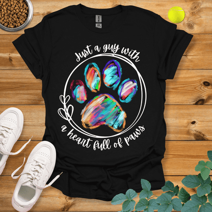 Just A Guy With A Heart Full Of Paws T-Shirt Black / S