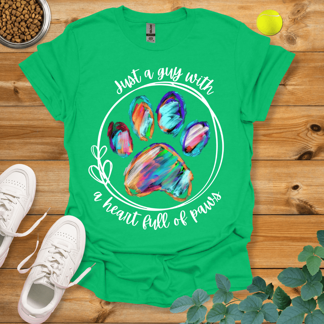 Just A Guy With A Heart Full Of Paws T-Shirt Irish Green / S