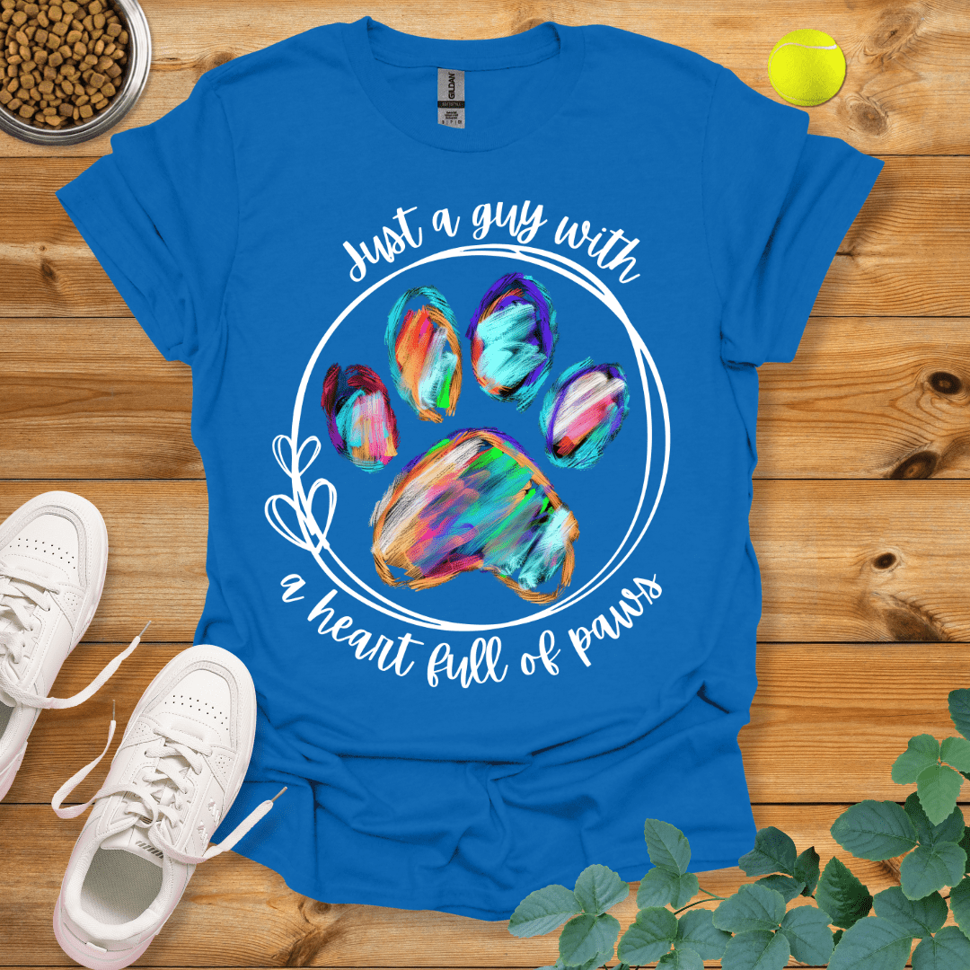 Just A Guy With A Heart Full Of Paws T-Shirt Royal / S