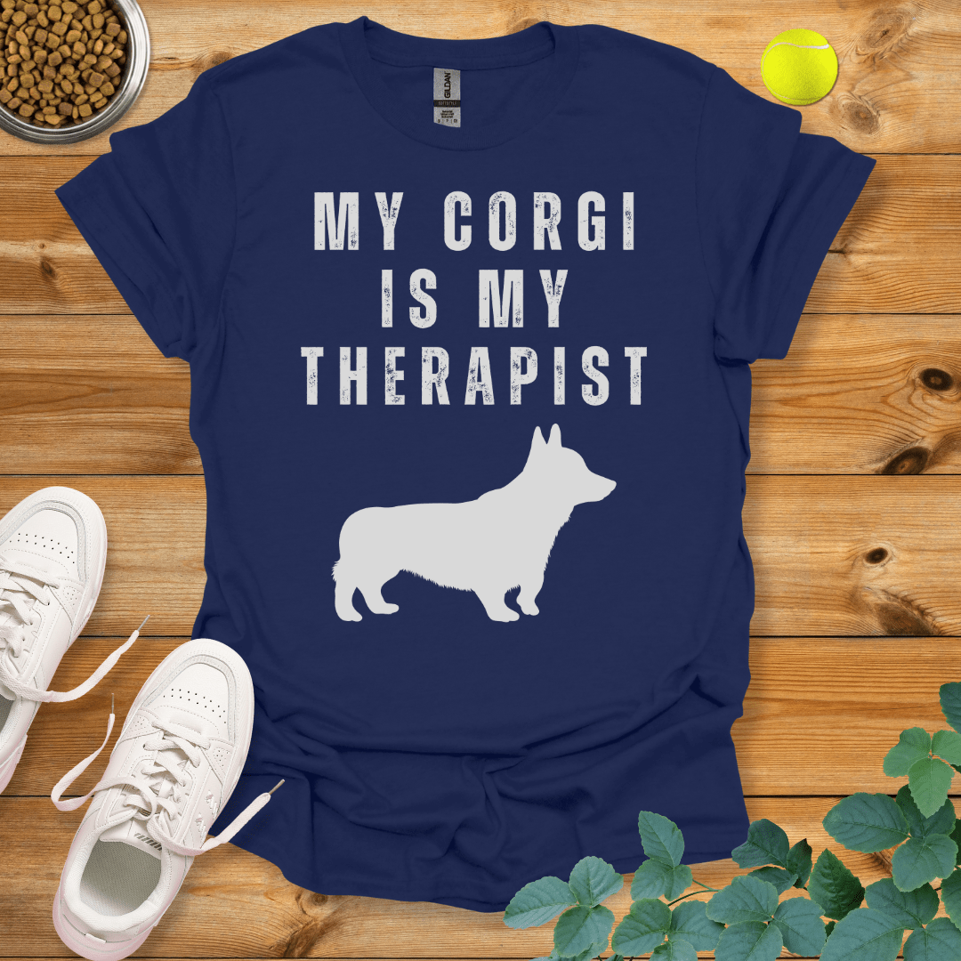 My Corgi Is My Therapist T-Shirt Navy / S