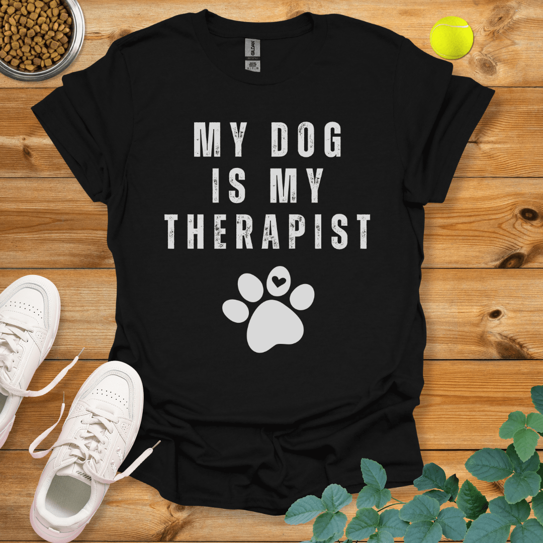 My Dog Is My Therapist T-Shirt Black / S