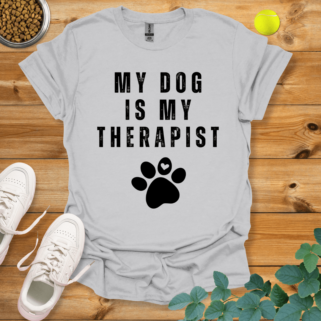 My Dog Is My Therapist T-Shirt Ice Grey / S