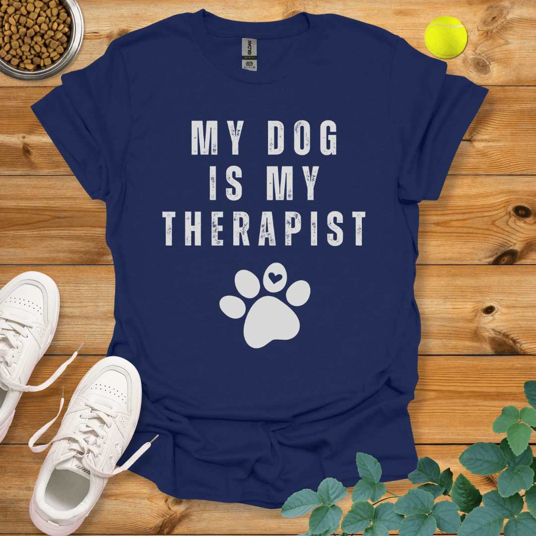 My Dog Is My Therapist T-Shirt Navy / S