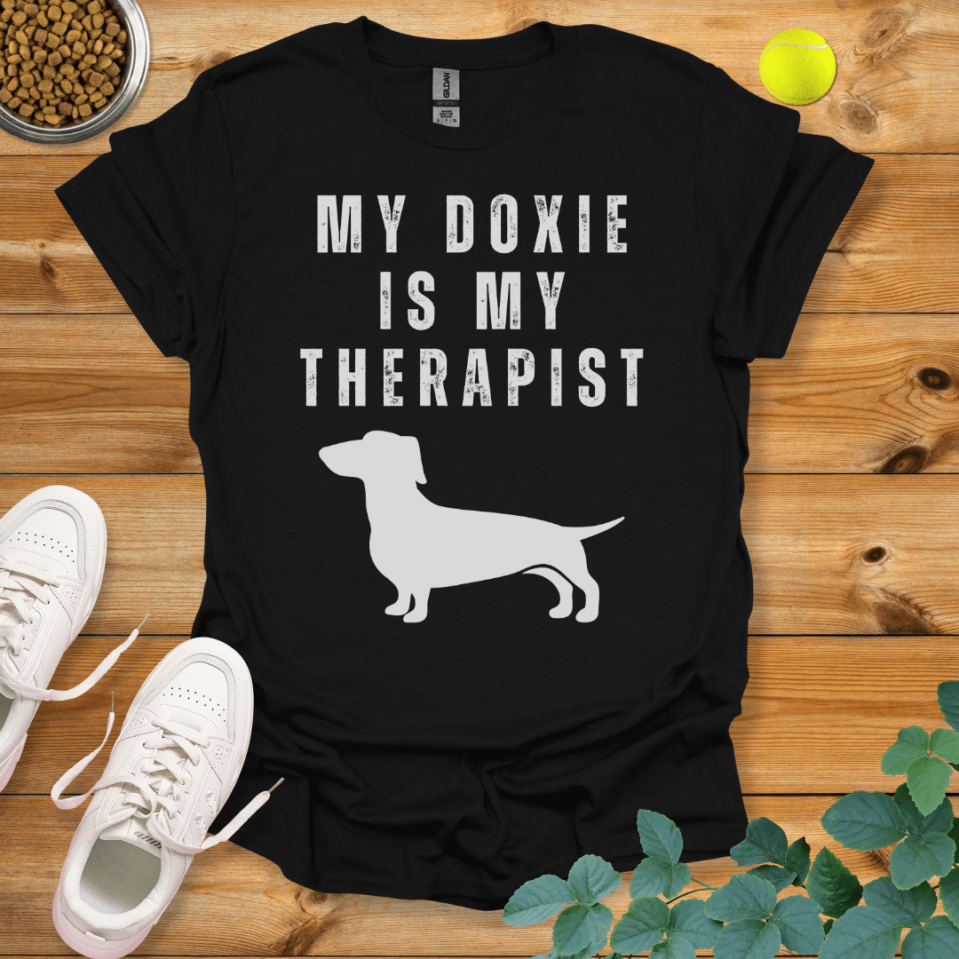 My Doxie Is My Therapist T-Shirt Black / S