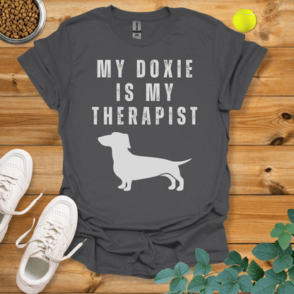 My Doxie Is My Therapist T-Shirt Charcoal / S