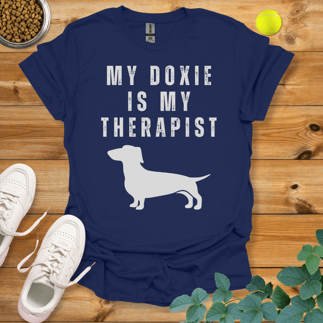 My Doxie Is My Therapist T-Shirt Navy / S