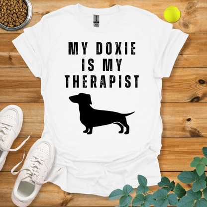 My Doxie Is My Therapist T-Shirt White / S