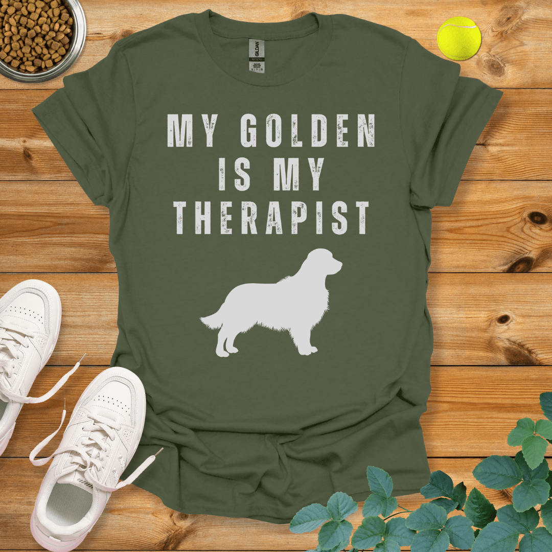 My Golden Is My Therapist T-Shirt Military Green / S