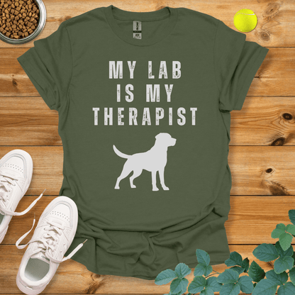 My Lab Is My Therapist T-Shirt Military Green / S