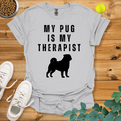 My Pug Is My Therapist T-Shirt Ice Grey / S