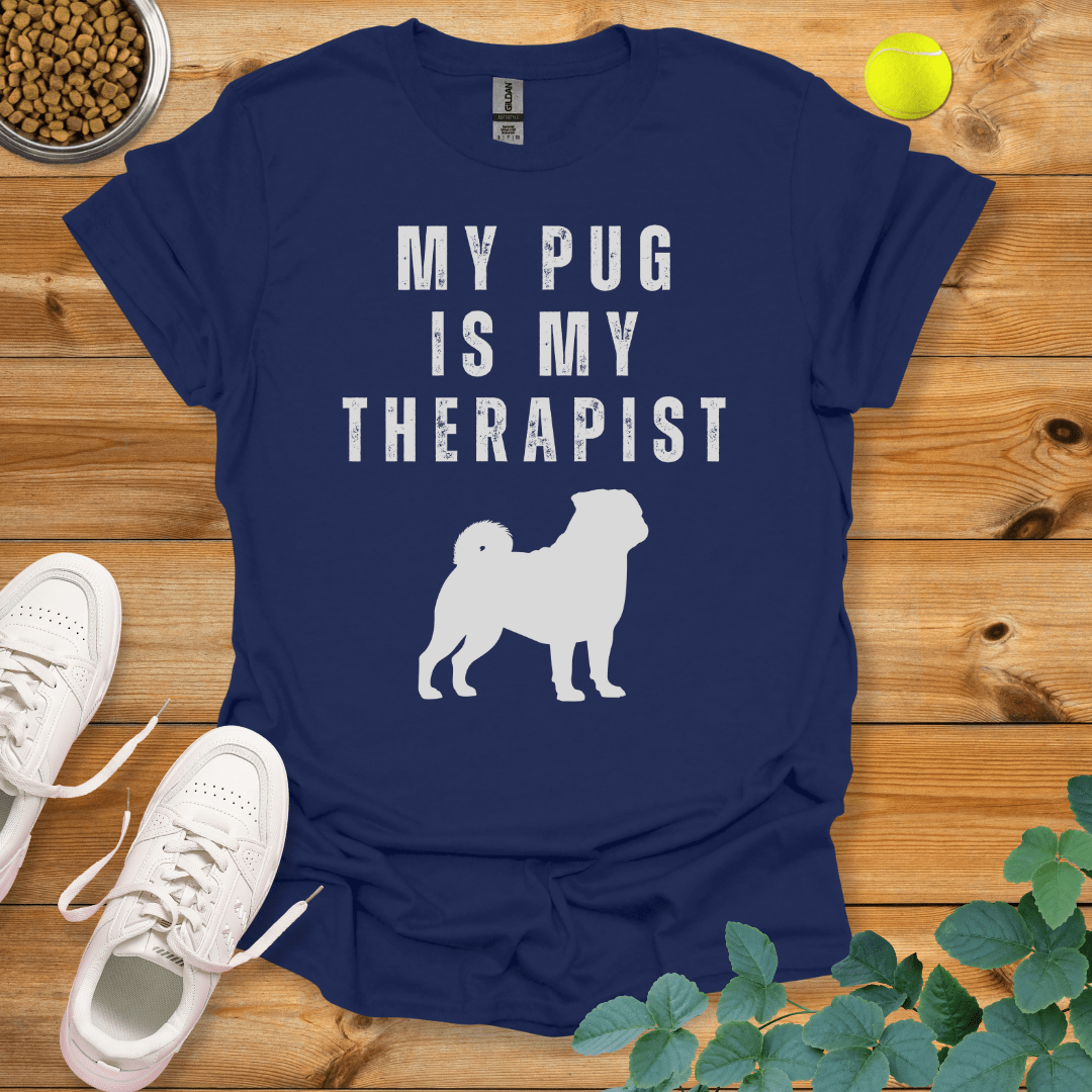 My Pug Is My Therapist T-Shirt Navy / S