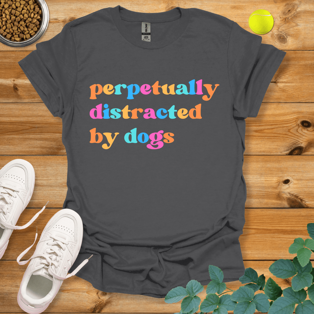 Perpetually Distracted By Dogs T-Shirt Charcoal / S