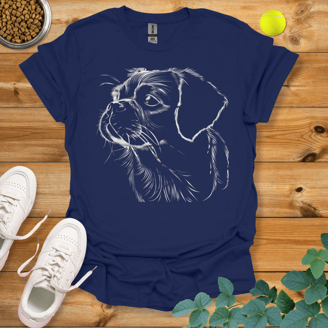 Pug Drawing T-Shirt Navy / S