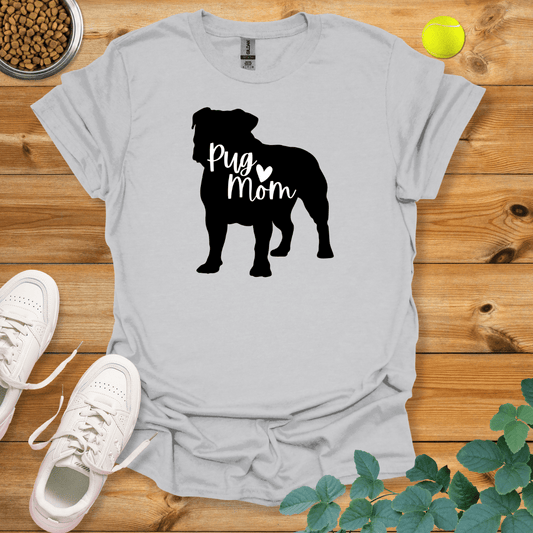 Pug Mom T-Shirt Ice Grey / S