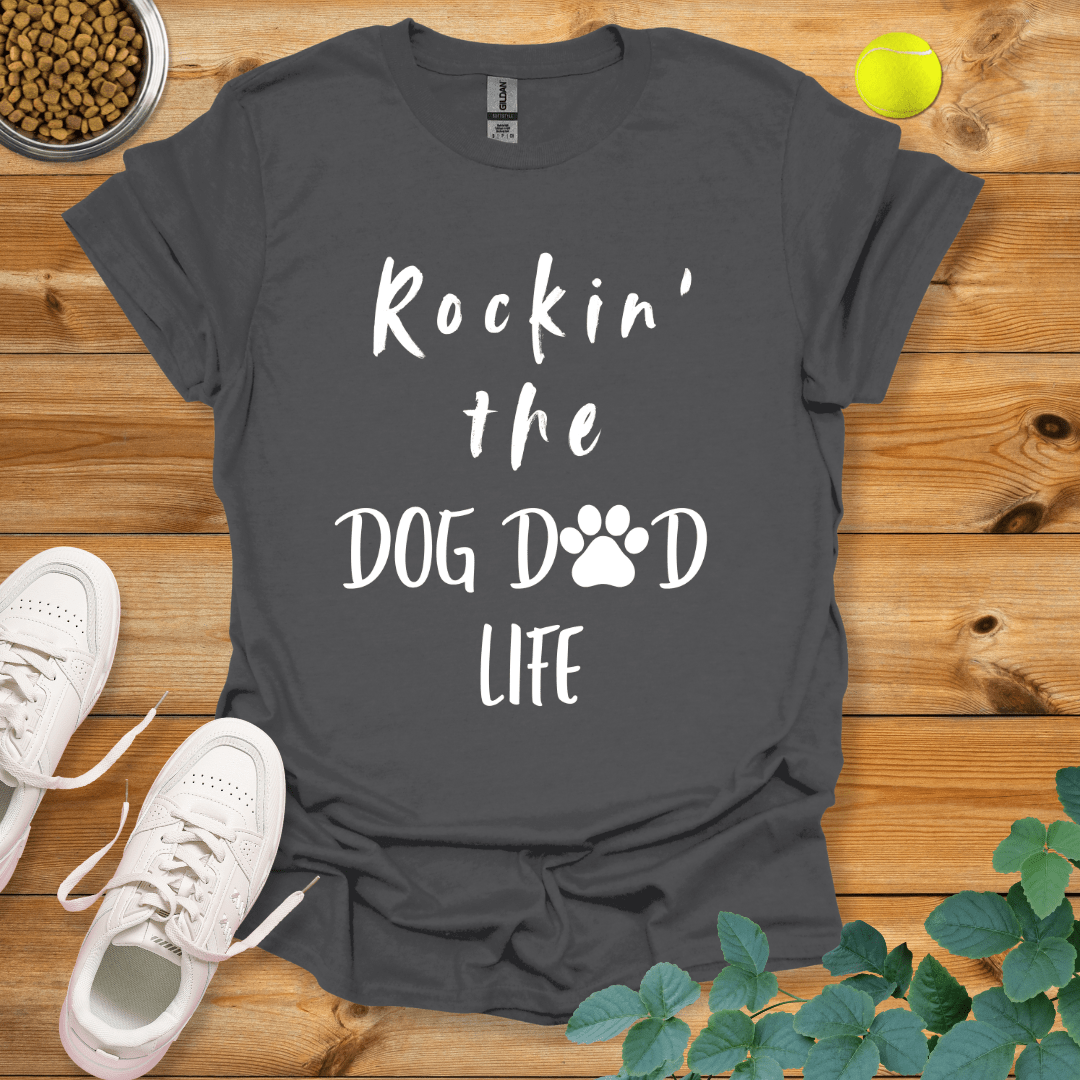 Rockin' The Dog Dad Life T-Shirt Charcoal / S