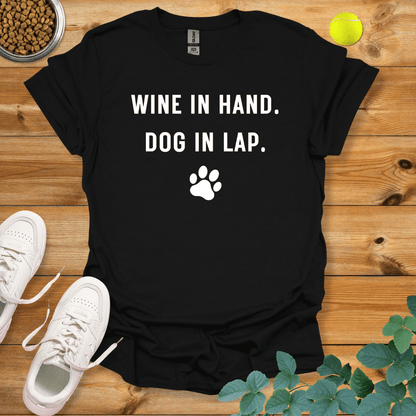 Wine In Hand Dog In Lap T-Shirt Black / S