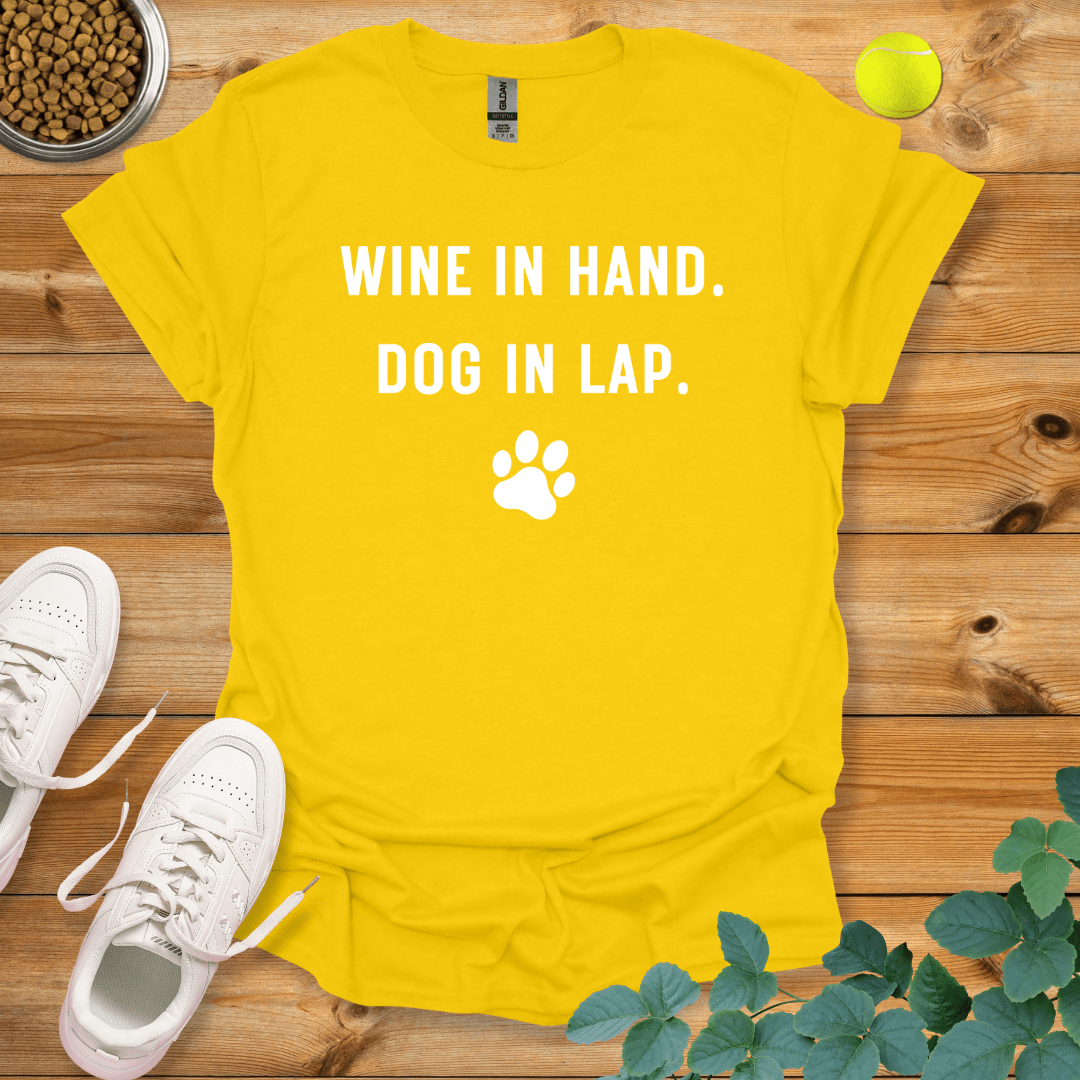 Wine In Hand Dog In Lap T-Shirt Daisy / S