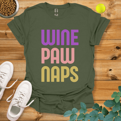 Wine Paw Naps T-Shirt Military Green / S